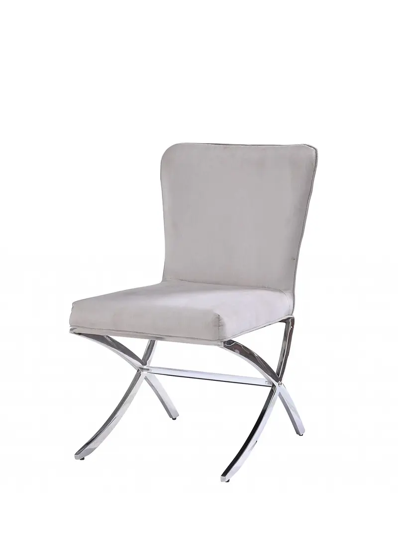 Velvet Chrome Metal Upholstered Seat Side Chair Set By Homeroots