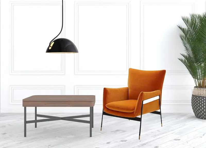 Velvet Solid Color Flared Arms Wingback Chair Metal Black Legs By Homeroots