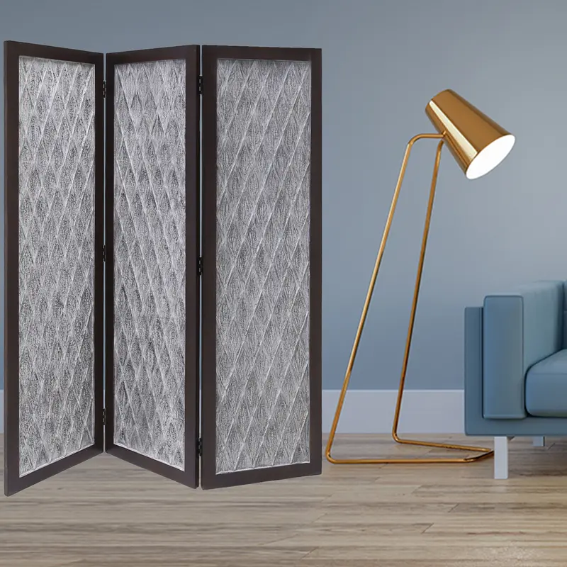 Versatile Dark Wood Three Panel Room Divider Screen By Homeroots