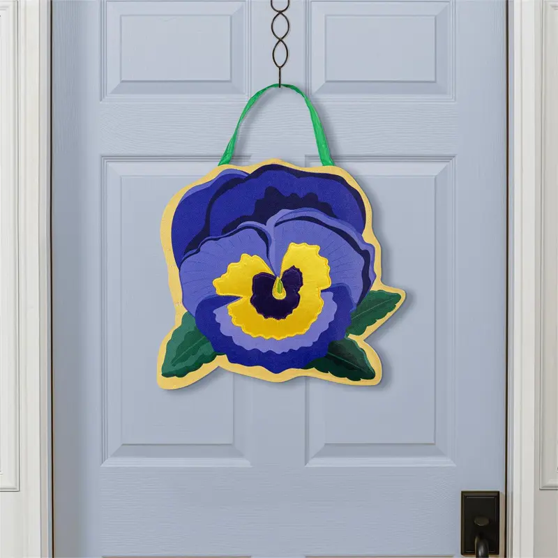 Vibrant Pansies & Dogwood Blossom Door Decor