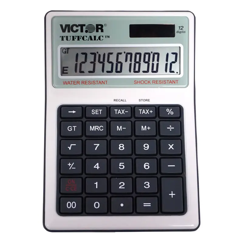 Victor Tuffcalc Silver 12 digit Solar Powered Deluxe Desktop Calculator - Deal of The Week