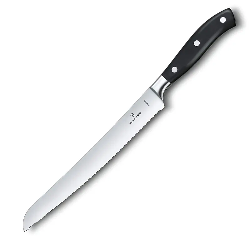 Victorinox Grand Maitre Forged Bread Knife, 10.25" Serrated Blade, Black