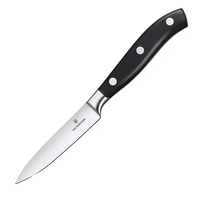 Victorinox Grand Maitre Forged Paring, 4" Straight, Spear Point Blade, Black