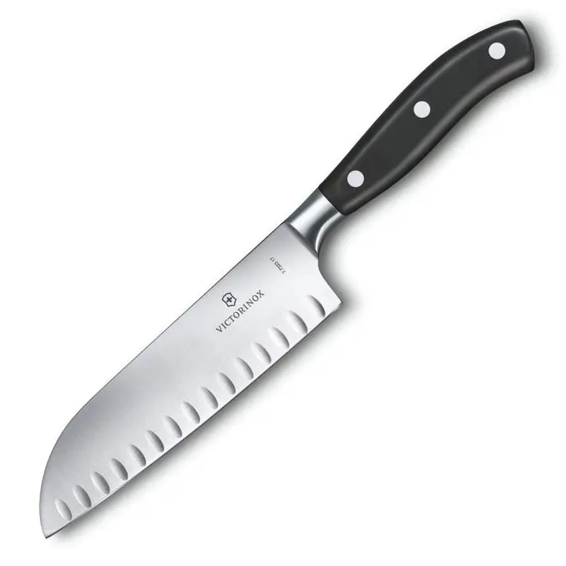 Victorinox Grand Maitre Santoku, Forged, 7" Granton Blade, Black