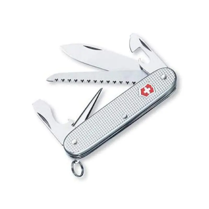 Victorinox Swiss Army Farmer Pocket Knife (Silver Alox Ribbed) , 93mm