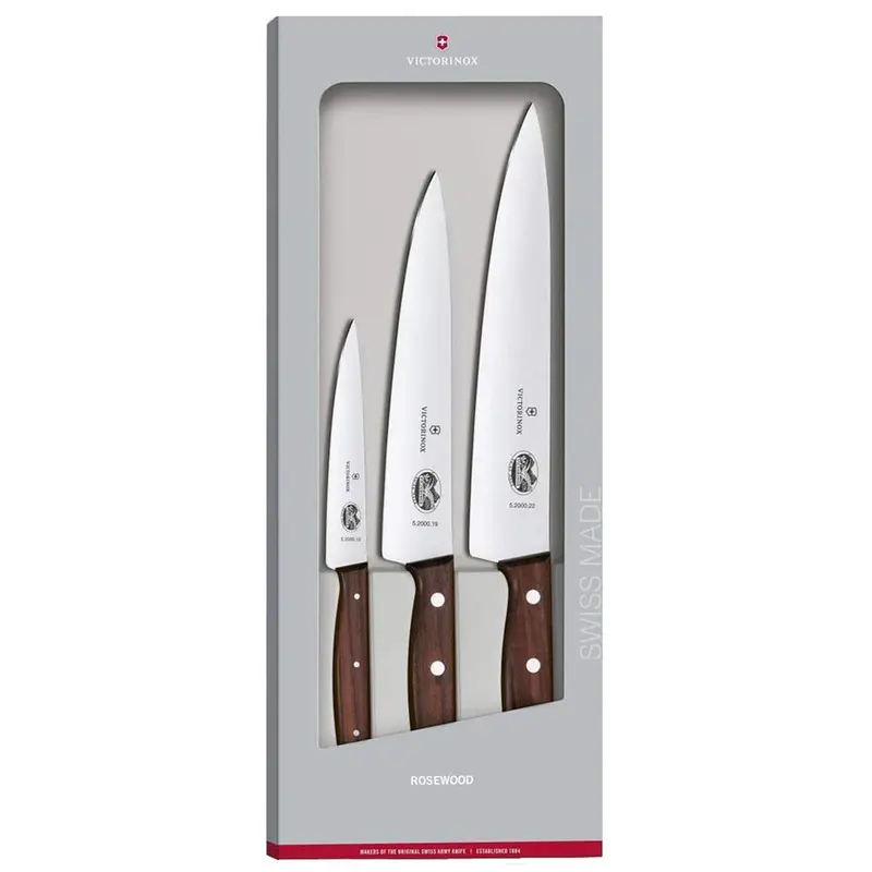 Victorinox Wood Sets, 3-Piece Carving Set (5" Utility, 7.5" Carving, 8.5" Carving), Wood