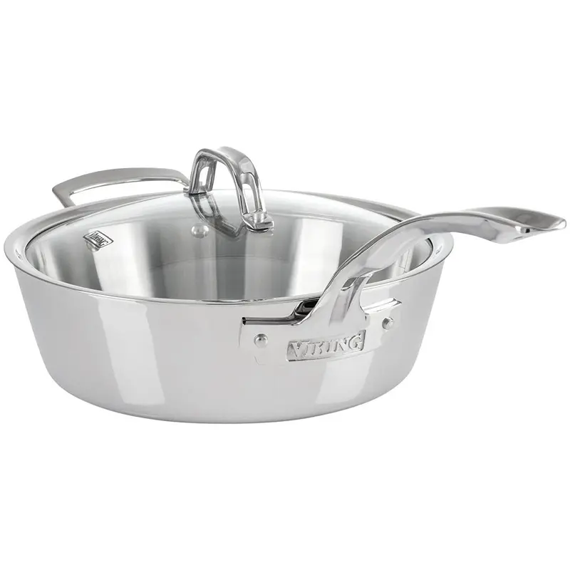 Viking Contemporary 3-Ply Stainless Steel Sautã© Pan With Lid, 3.6 Quart