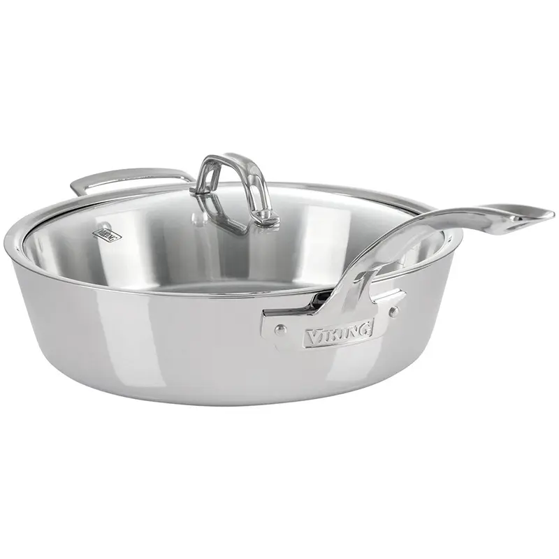 Viking Contemporary 3-Ply Stainless Steel Sautã© Pan With Lid, 4.8 Quart