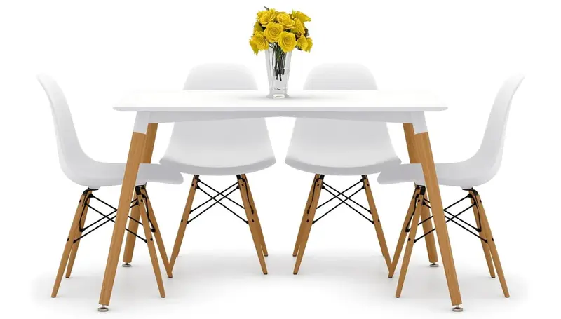 Vincent White Dining Set Eiffel Chairs By Modholic