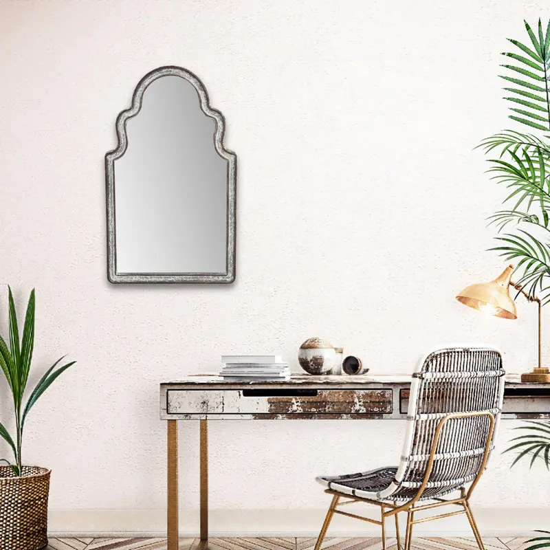 Vintage Curved Gray Wall Mirror By Homeroots