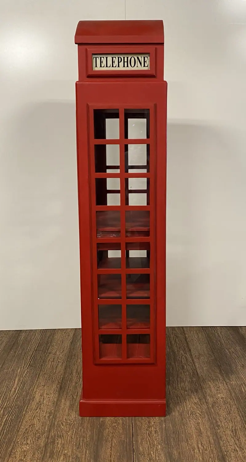 Vintage Red Wooden Phone Booth Bar Cabinet By Homeroots