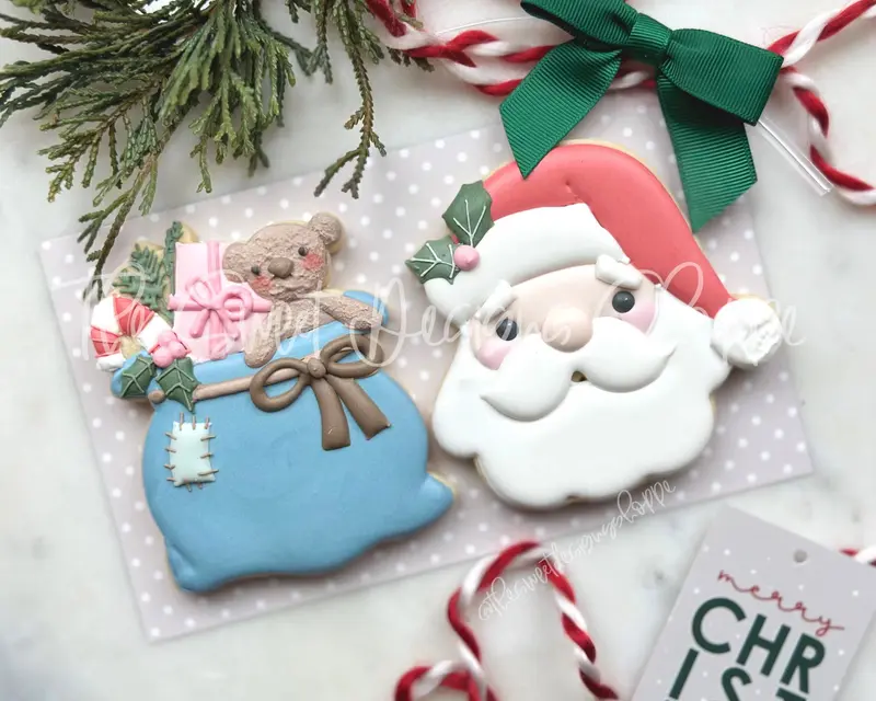 Vintage Santa Face and New Toys Sack Cookie Cutters  Set - 2 Piece Set - Cookie Cutters