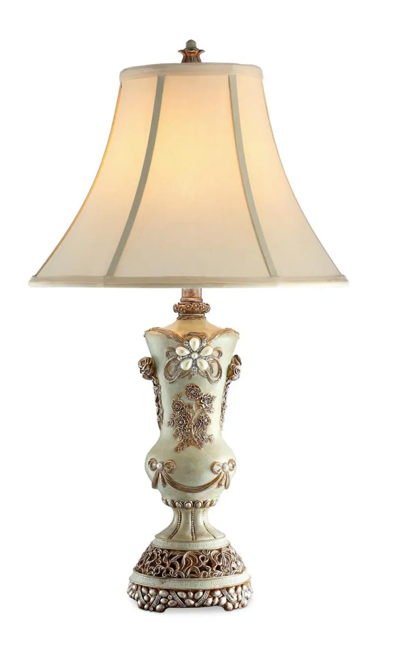 Vintage Silver Table Lamp with Rose Accents By Homeroots