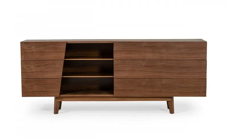 Vintage Style Walnut Veneer Six Drawer Dresser By Homeroots