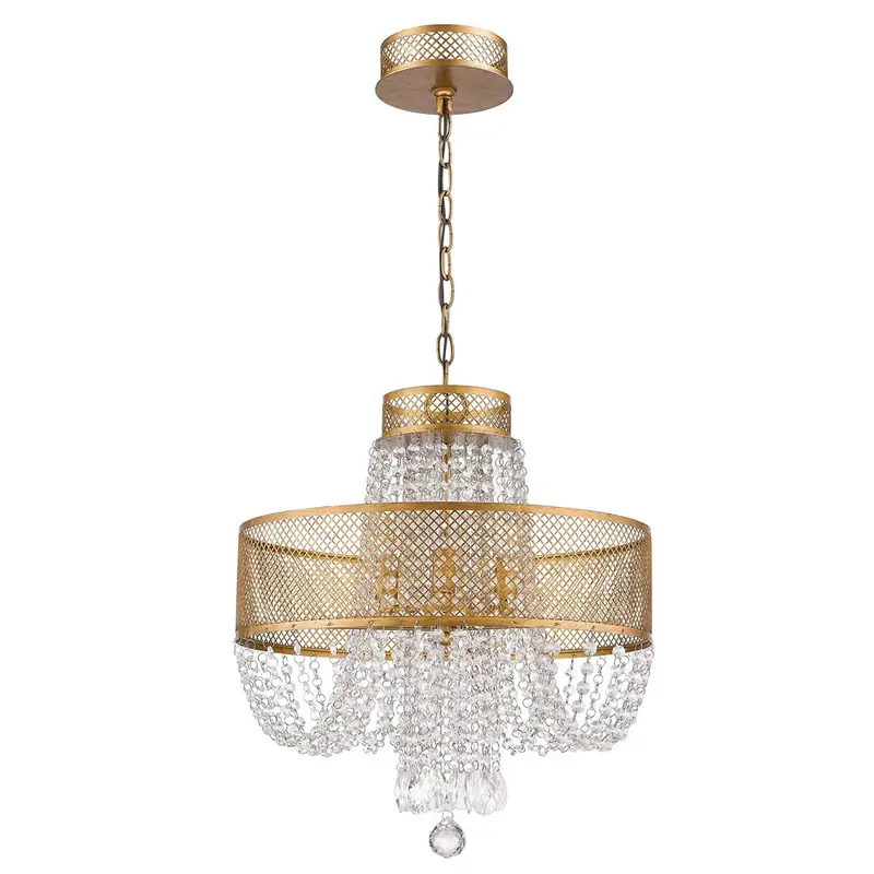 Viola 4-Light Antique Gold Crystal Chandelier By Homeroots