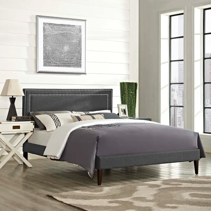 Virginia Queen Fabric Platform Bed with Squared Tapered Legs By Modway - MOD-5923