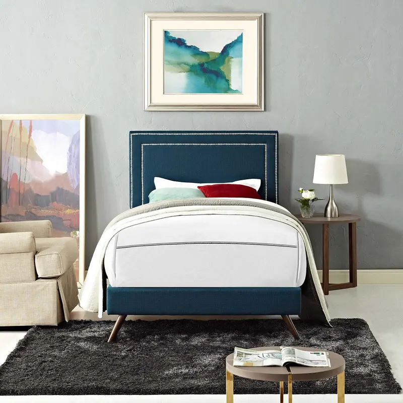 Virginia Twin Fabric Platform Bed with Round Splayed Legs By Modway - MOD-5911
