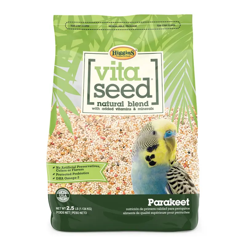 Vita Seed Natural Blend Parakeet 2.5 lb | Probiotic Bird Food with Omega-3 & No Artificial Preservatives