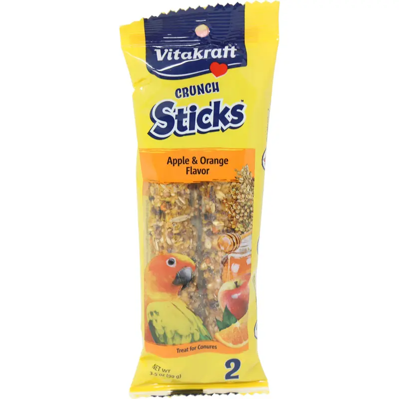 Vitakraft Crunch Sticks Conure Bird Treats Apple and Orange Flavor Triple Baked 3.5 oz