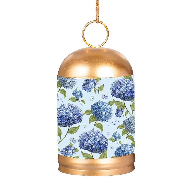 VivaStyle Garden Bell, Printed Bell, Hydrangea, Asst of 2, 10"H