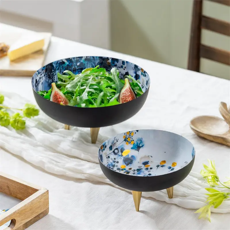 VivaStyle Gilded Meadow Bowl, Metal, Set of 2 PCS