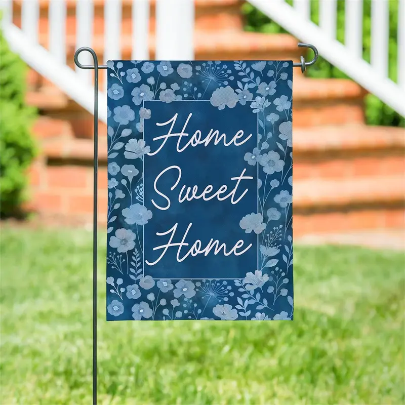 VivaStyle Gilded Meadow Burlap Garden Flag "Home Sweet Home"