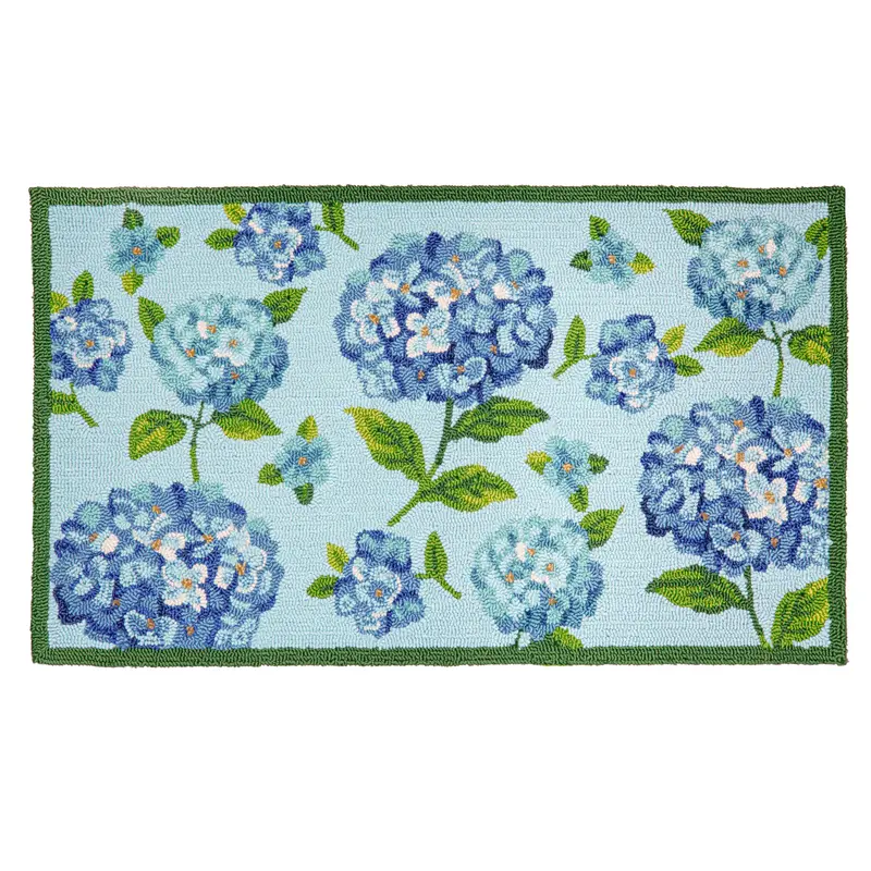 VivaStyle Indoor/Outdoor Hooked Rug, 24"x42", Hydrangea Haven