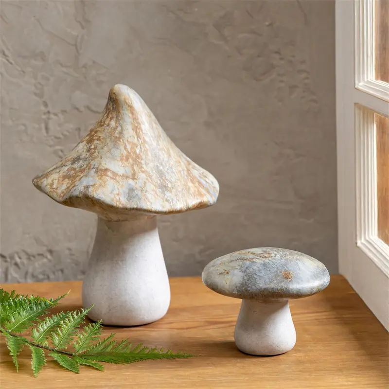VivaStyle Table Decor, Marble Mushroom, Set of 2