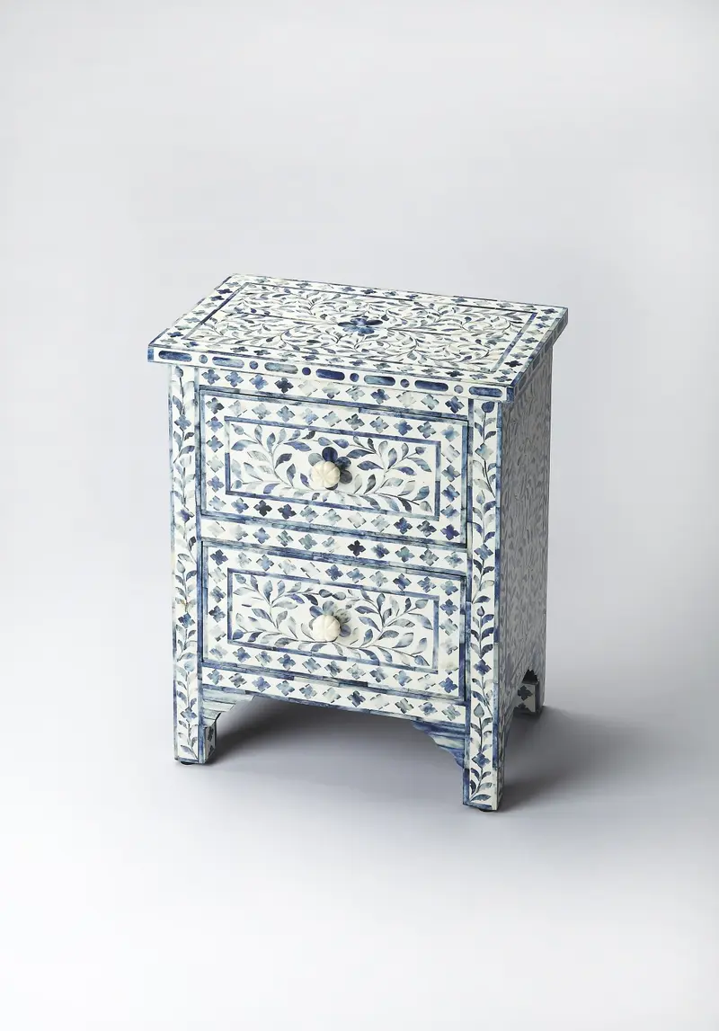 Vivienne Blue Bone Inlay Accent Chest By Homeroots