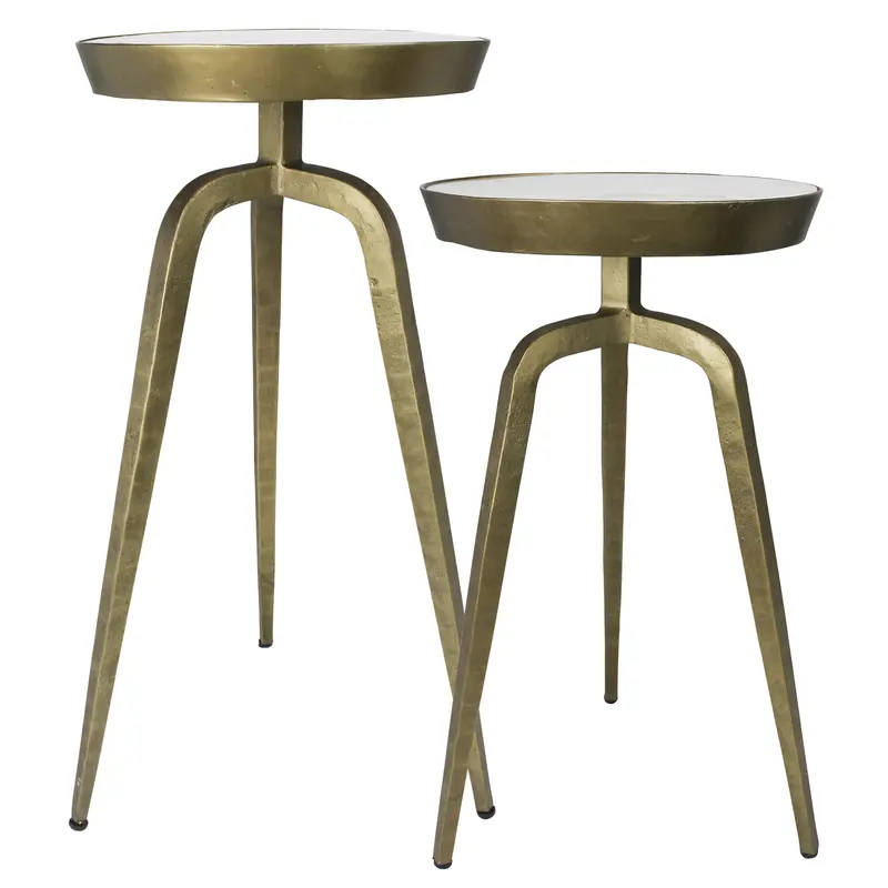 Walker Side Tables, Brass & Marble - Set of 2 By HomArt
