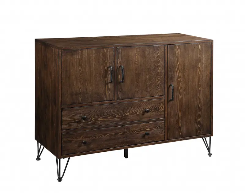 Walnut Black Metal Wood Server By Homeroots