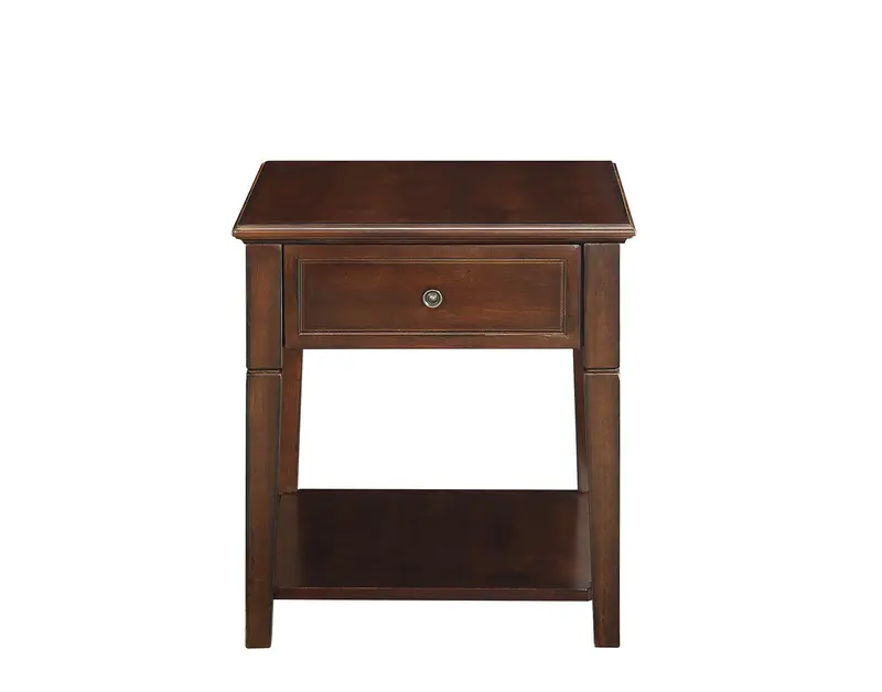Walnut Manufactured Wood Rectangular End Table With Drawer And Shelf By Homeroots