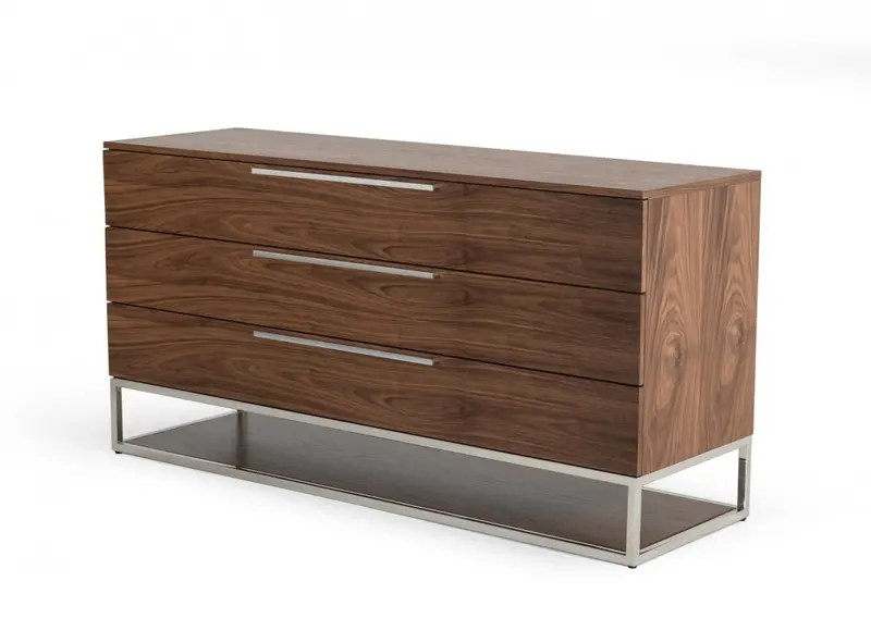 Walnut Manufactured Wood Three Drawer Dresser By Homeroots