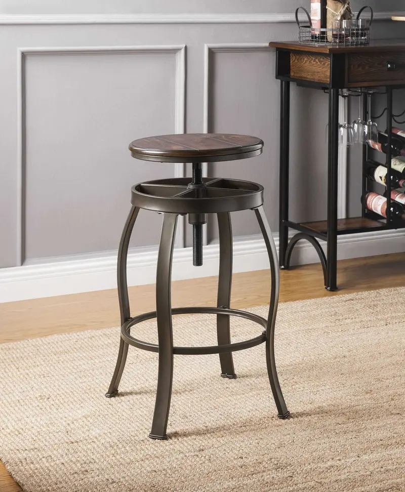 Walnut Sandy Black Metal Wood 3Pc Pk Bar Set By Homeroots