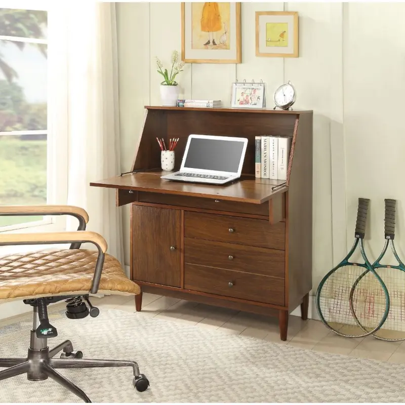 Walnut Solid Wood Desk By Homeroots - 319173