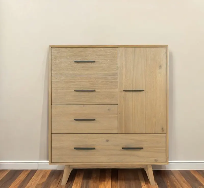 Walnut Solid Wood Four Drawer Gentlemans Chest By Homeroots