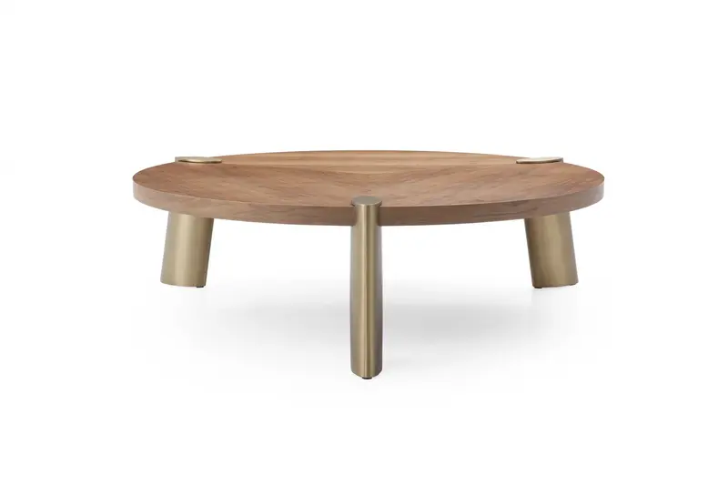 Walnut Stainless Steel Coffee Table By Homeroots