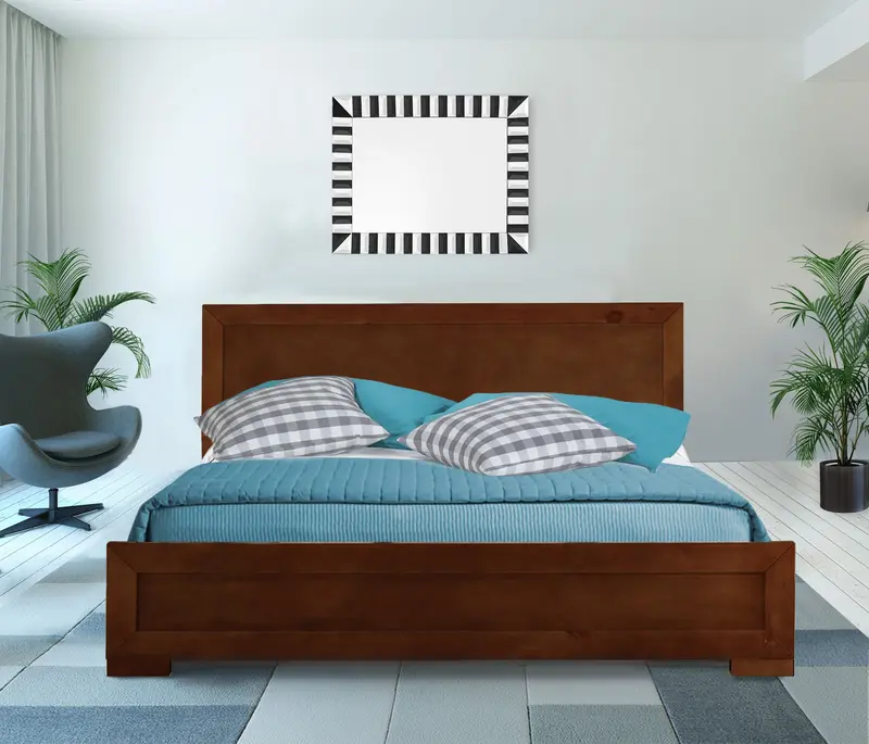 Walnut Wood Full Platform Bed By Homeroots - 397080