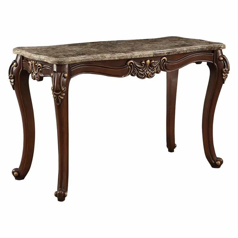 Walnut Wood Marble Sofa Table By Homeroots