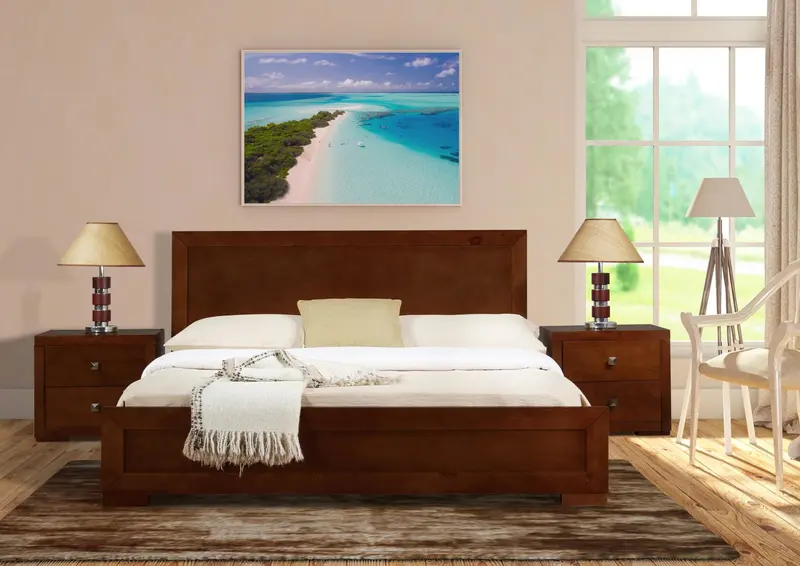 Walnut Wood Queen Platform Bed By Homeroots - 397105