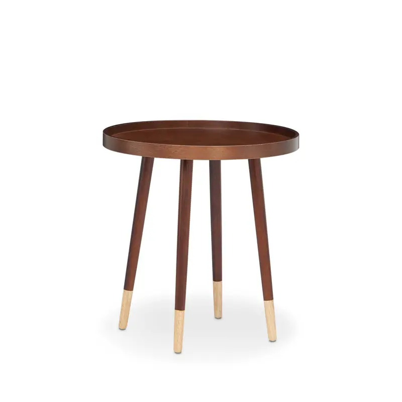 Walnut Wood Veneer End Table By Homeroots