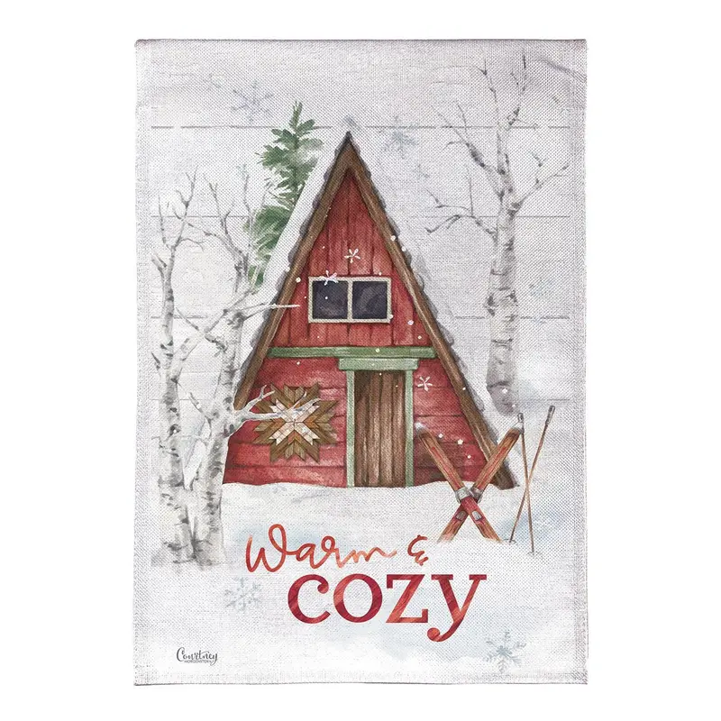 Warm & Cozy Burlap Garden Flag