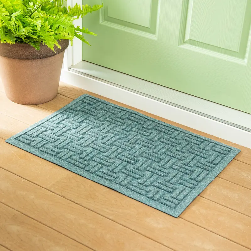 Waterhog Indoor/Outdoor Rug, Basketweave in Bluestone 20"x30"