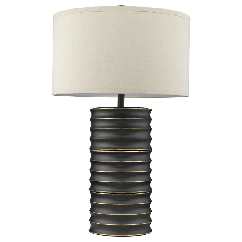 Wave II 1-Light Aged Brass Table Lamp With Latte Linen Shade By Homeroots