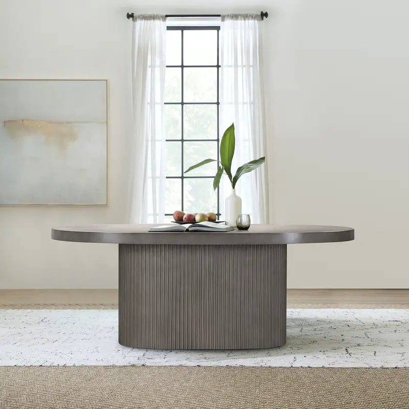Wave Oval Dining Table in Grey Concrete By Armen Living