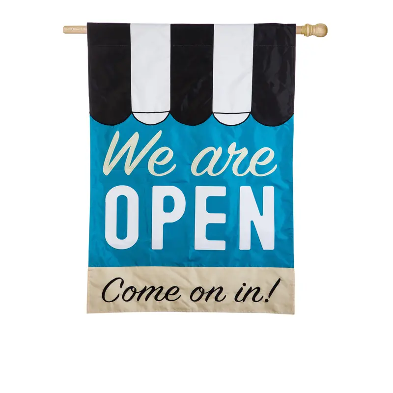We Are Open House Applique Flag,158742