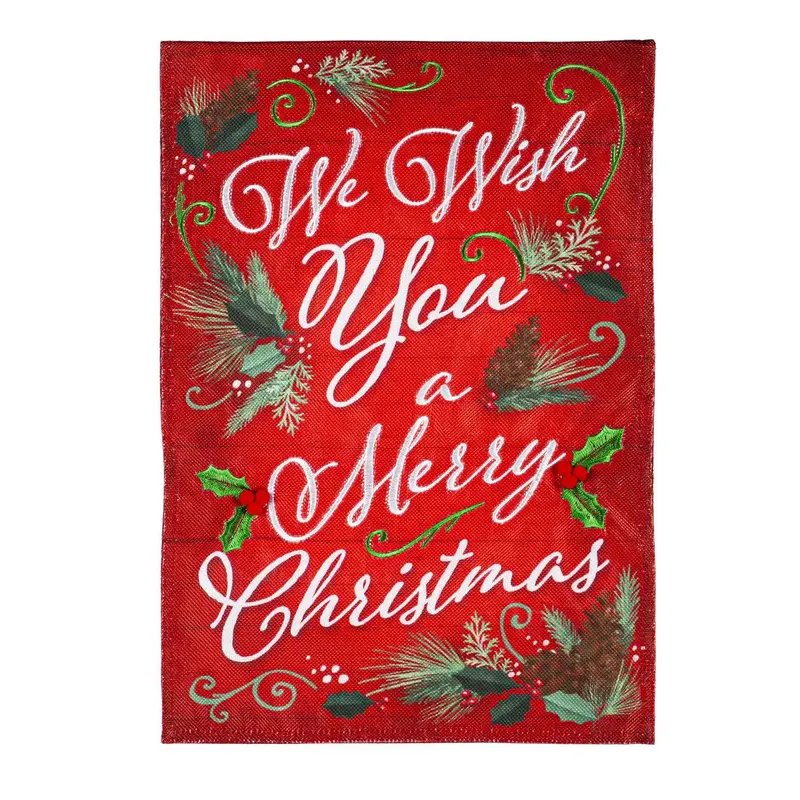 We Wish You a Merry Christmas Garden Burlap Flag