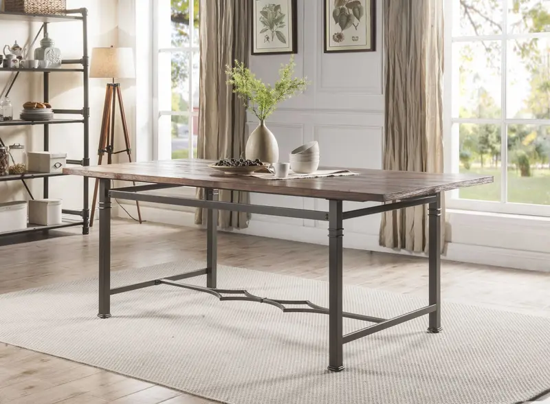 Weathered Dark Oak And Dark Bronze Dining Table By Homeroots
