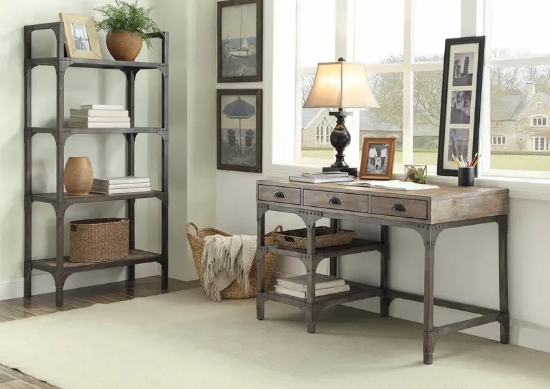Weathered Oak And Antique Silver Desk By Homeroots