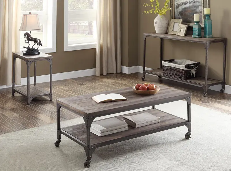 Weathered Oak And Antique Silver End Table By Homeroots
